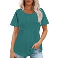 thumbnail image 1 of AherBiu Tuniques pour Femmes Manches Courtes Décontractées Couleur Unie Confortables Été Col Rond Blouse TShirts, 1 of 7