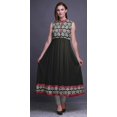 thumbnail image 2 of Bimba Black3 Ikat Imprimé Femme Designer Col Mandarin Robe Anarkali Ethnique Indienne Kurta Très Grand, 2 of 6