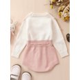 thumbnail image 3 of Faithtur Baby Girls Autumn Winter Sweater Romper Long Sleeve Contrast Color Heart Knit Romper, 3 of 9