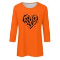 thumbnail image 4 of Dadaria T-Shirt pour Femme T-Shirt Orange Hauts T-Shirt à Manches 3/4 Col Ras du Cou T-Shirt Grande Taille Tee Chandail d'Été Blouses TG, 4 of 5