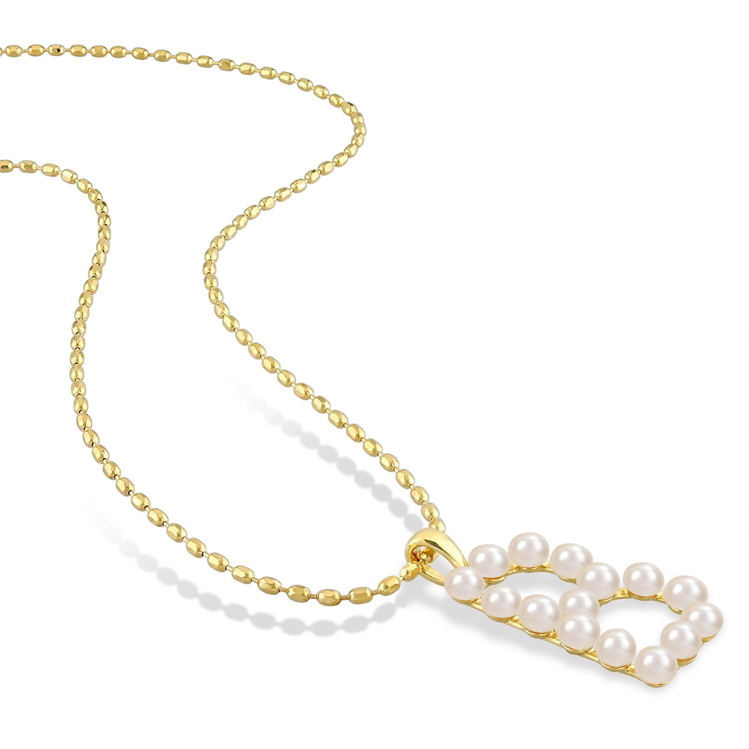 Collier initiale de Miabella avec perles culture d'eau douce en argent sterling plaqué en jaune