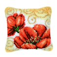 thumbnail image 1 of Abbracc Housse de Coussin à Crochet à Loquet Fabrication 17x17 Pouces Deux Fleurs Rouges, 1 of 8