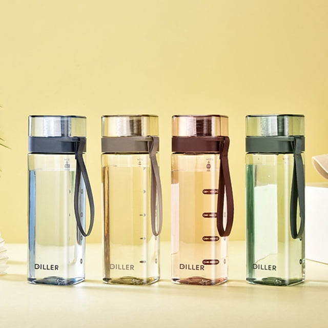 Sports Bottle Matte Texture Level 5 Broken Resistance Square Shape Summer Student Drinking Bottle for Office