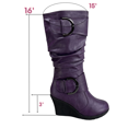 thumbnail image 2 of Bottes Mode pour Femmes à Fermeture Éclair Hauteur Genou, Talon Compensé Décontracté, Chaussures d'Hiver ( Violet, 6 ), 2 of 5
