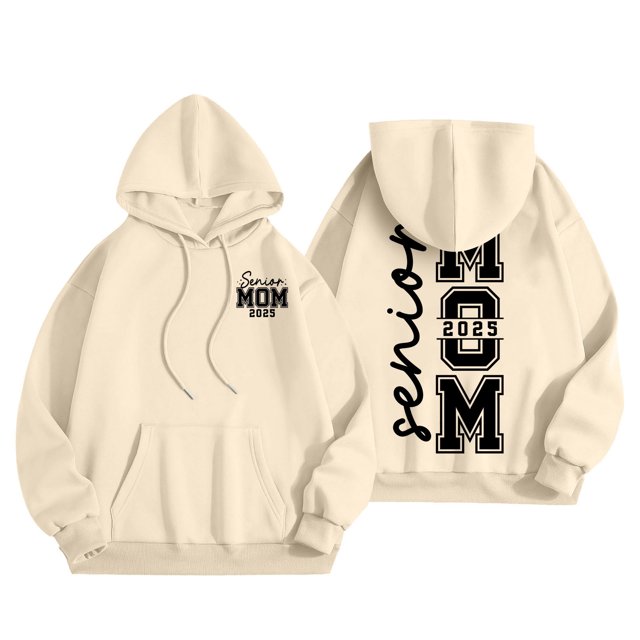 WEAIXIMIUNG Cropped Sweatshirt Jacket Ladies Senior Mom 2025 Shirt 2025 Graduating Class Sweatshirt T Shirt Alphabet Print Long Sleeved Hoodieladies Senior Mom 2025 Shirt 2025 Graduating Class