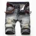 thumbnail image 1 of Meichang Mens Jean Shorts Big and Tall Ripped Distressed Denim Trunks Vintage Washed Denim Shorts Slim Fit Stretchy Straight Leg Jean Trunks, 1 of 9