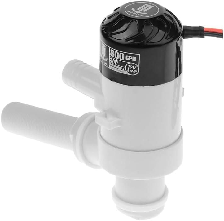 Blue Dog Marine Pompe de vivier à travers la coque 800 GPH pour bateau, cartouche submersible pour aérateur de réservoir d'appât 12 V 5 A