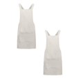 thumbnail image 1 of Oleegame 2PC Pretty Apron Women Cotton Linen Cross Back Apron Japanese Housework Kitchen Wrap Pinafore BG Beige, 1 of 2