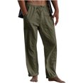 thumbnail image 1 of RKSTN Mens Pants Loose Soft New Linen Pants Drawstring Elastic Solid Color Loose Casual Trousers Outdoor Hiking Workout Pants, 1 of 4