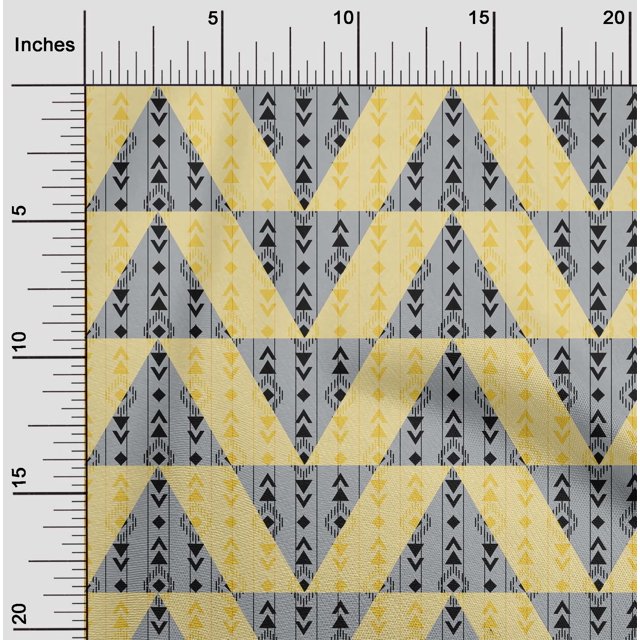 oneOone Cotton Silk Fabric Stripe|Diamond & Triangle Geometric Print Sewing Fabric BTY 42 Inch Wide