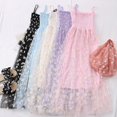 thumbnail image 2 of PENGXIANG Daisy Robe en Maille Imprimé Fleur Deux Couches Spaghetti Sangle Vacances Midi Robe Plage Vestidos Été, 2 of 5