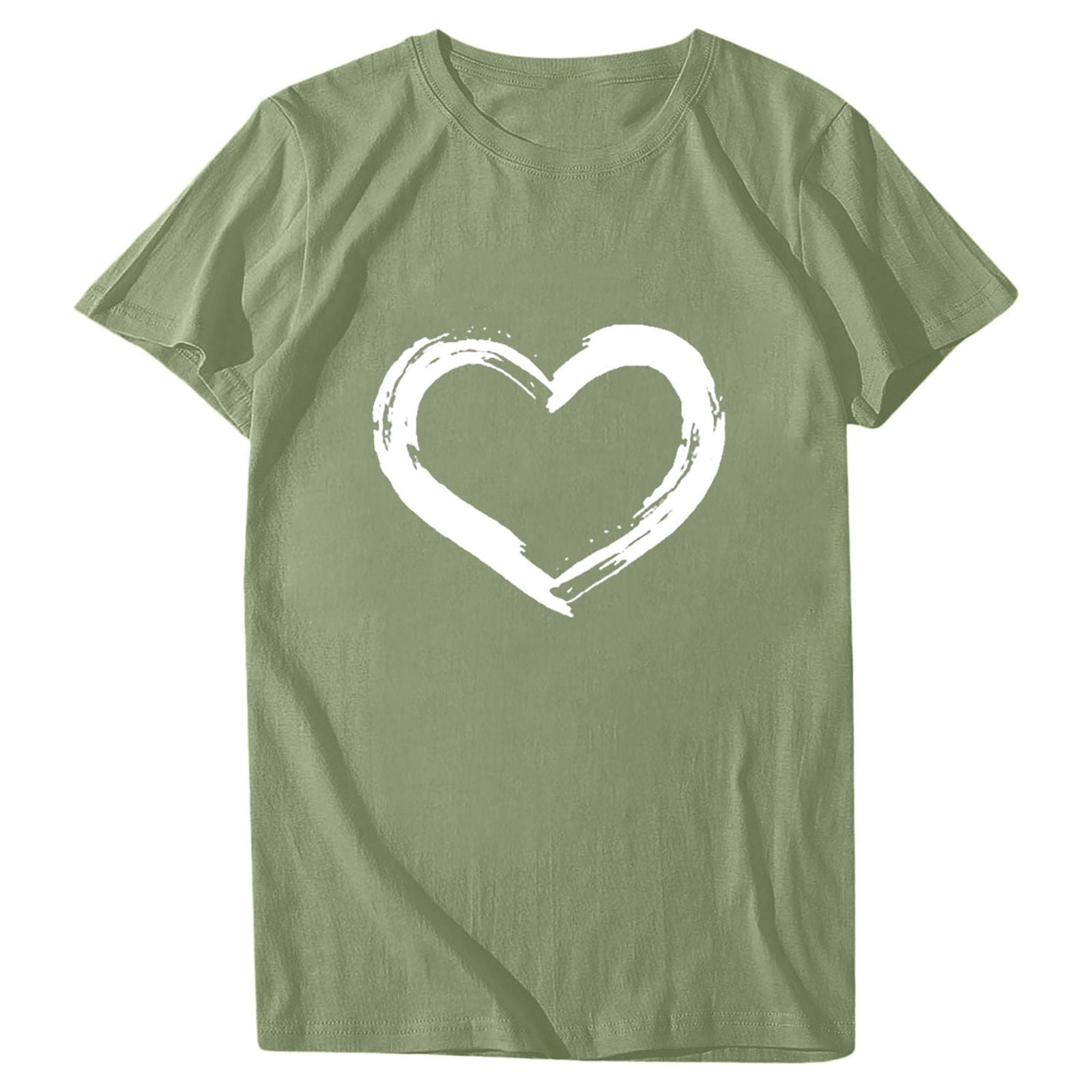 Babysbule Hauts pour Femmes en Liquidation Femmes Manches Courtes Col Rond Imprimé en Forme de Cœur Hauts Décontractés Blouse T-shirt
