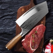 Cleaver Knife,8 Inch Meat Cleaver Chopping Knives German Stainless Steel Chef Knife Laser Pattern Chopper Butcher Knife for Home and Restaurant