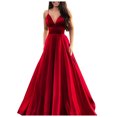 thumbnail image 2 of LOVZFMLL Robes Mode Femme Col en V Bretelles Sans Manches Robe de Soirée, 2 of 5