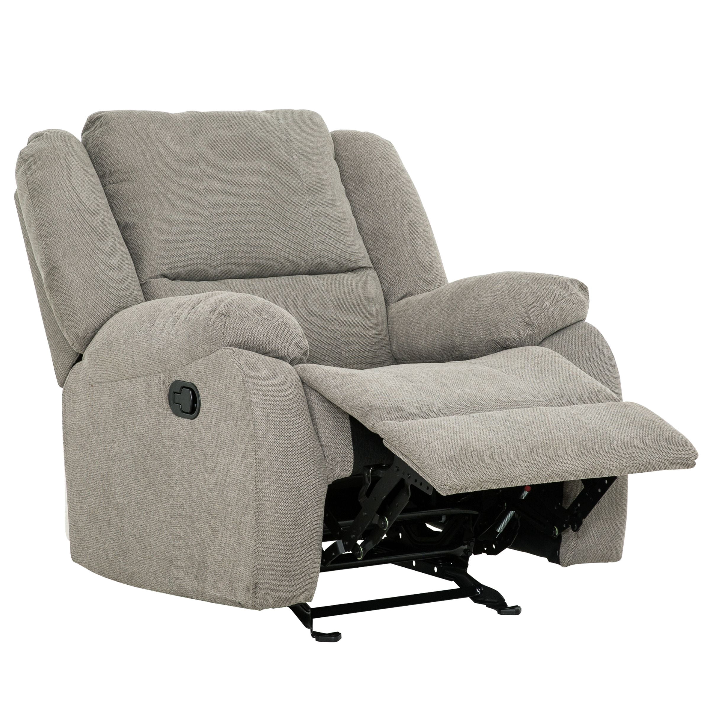 Fauteuil berçant inclinable Primo Amos – Fauteuil rembourré 36 po avec accoudoirs matelassés, mouvement berçant doux, tissu neutre – Pour salon