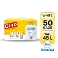 thumbnail image 1 of Glad White Garbage Bags - Tall 45 Litres - ForceFlex, Drawstring, with Febreze Fresh Clean Scent,, 1 of 6