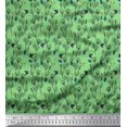 thumbnail image 1 of Soimoi Tissu en Poly Georgette Vert Imprimé Artistique Insecte & Floral au Mètre 52 Pouces de Large, 1 of 3