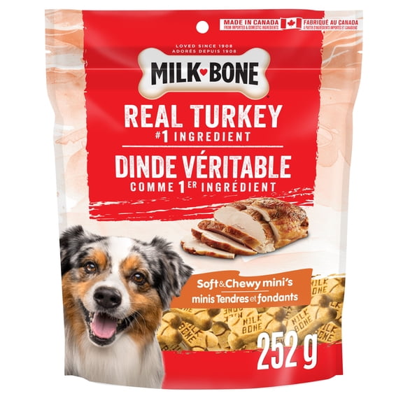 Milk-Bone® Real Turkey #1 Ingredient, Soft & Chewy Mini Turkey Recipe Dog Treat 252g, 6ct