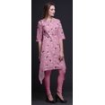 thumbnail image 2 of Bimba Pink Ranunculus & Stork Bird Asymmetric Kurta Indian Tunic Tops For Women Printed Indian Clothing Medium, 2 of 6