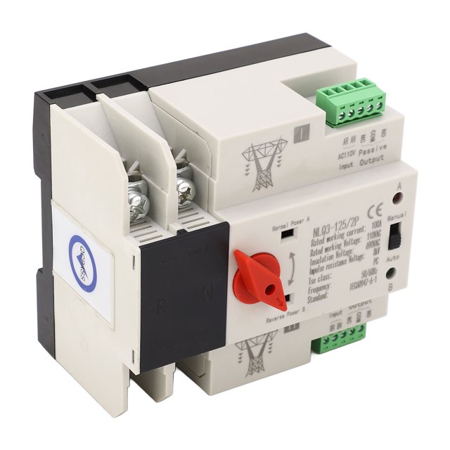 Interrupteur de Transfert Automatique Double Alimentation, Interrupteur de Transfert ATS AC110V Distribution d'Alimentation Secondaire en Argent PC Stable pour Laboratoires