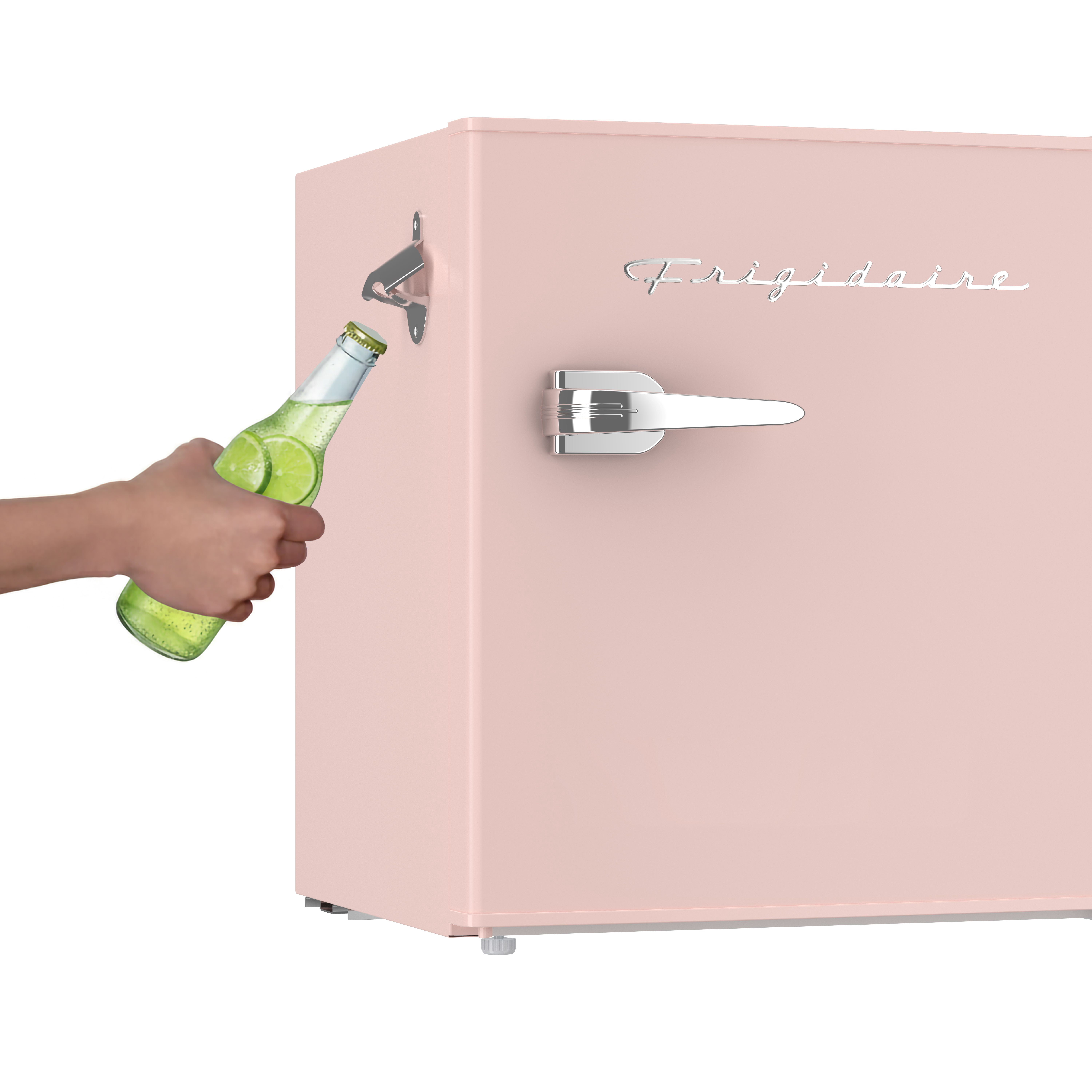 Mini-réfrigérateur rétro Frigidaire 1,6 pi³ avec ouvre-bouteille latéral, réfrigérateur compact avec compartiment congélateur, corail