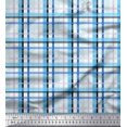 thumbnail image 1 of Soimoi Blue Poly Georgette Fabric Gingham Check Printed Fabric 1 Yard 42 Inch Wide, 1 of 5