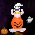 thumbnail image 1 of 4 FT Halloween Inflatable Decoration Outdoor Blow Up With Hat & Pumpkin Pre Lit Holiday Decor With In LED Lights Powerful Blower & Sandbag For, 1 of 8