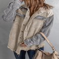 thumbnail image 4 of Womens Corduroy Shacket Jacket Long Sleeve Button Down Color Block Hooded Coat with Pockets, 4 of 7