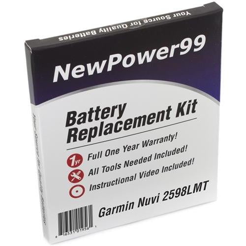 Garmin Nuvi 2598LMT Battery Replacement Kit with Tools, Video Instructions, Extended Life Battery and Full One Year Warranty