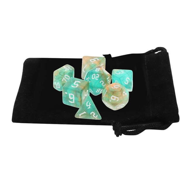 HILABEE Ensemble de 7 dés Polyédriques D4-D20 Jouets de Fête pour Jeux de Table RPG Vert g