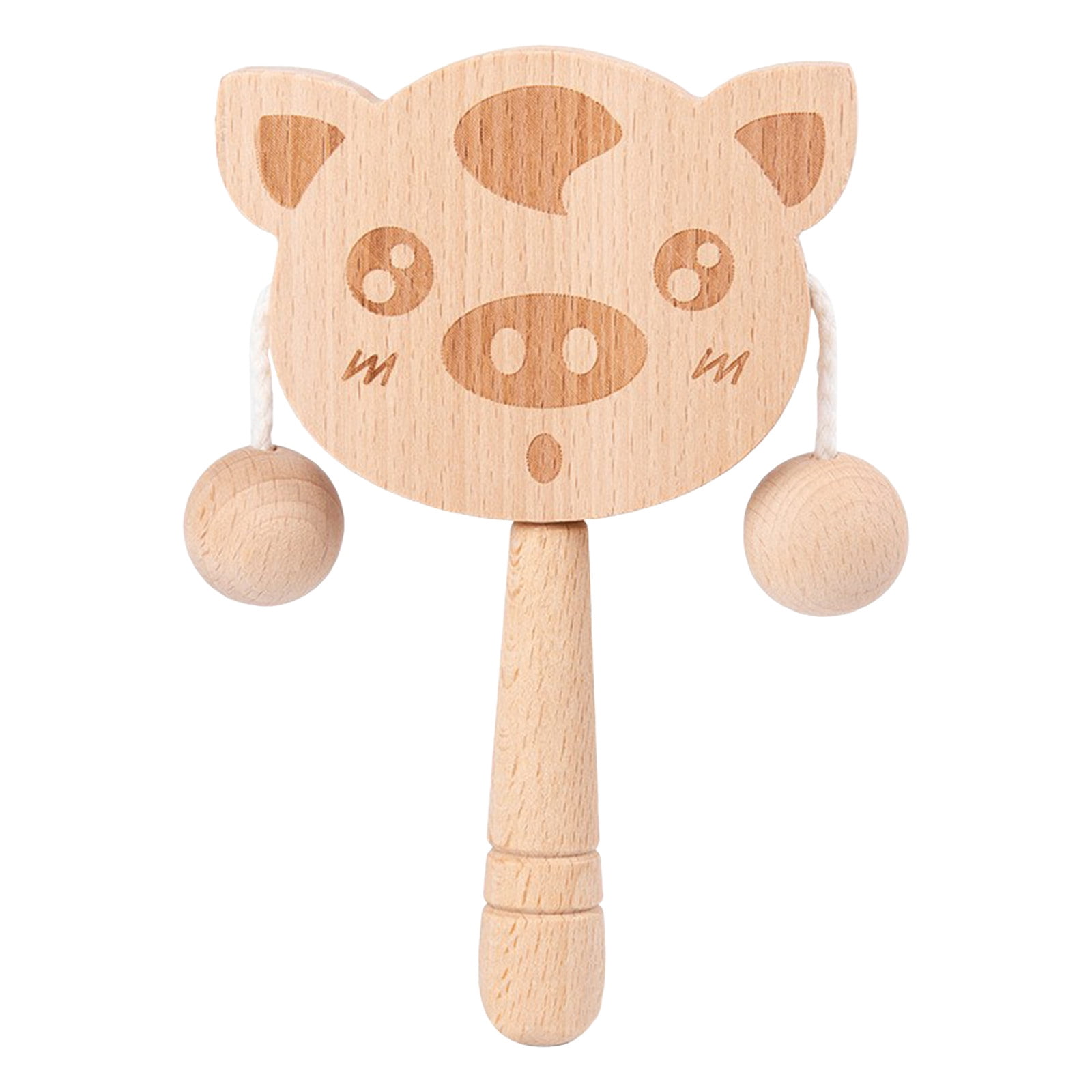 Wooden Rattle Drum for Two Hand Shaking and Rattle Drum Stimulates Listening Cognition Coordination Skills