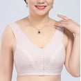 thumbnail image 2 of Bra Sets for Women Solid Sleeveless Plus Size Lingerie Front Four Button Wide Strap Tank Bra V-Neck Convertible Bra Feature Hook and Eye Closure Push-up Bra Style Y-70 , Pink-a XL, 2 of 4