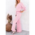 thumbnail image 3 of ORUYROP Ensemble de Pull 2 Pcs pour Femmes Haut Court à Manches Longues et Pantalon Large, 3 of 5