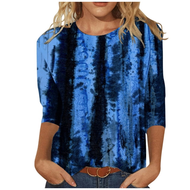 TIMIFIS Womens Tops 3/4 Sleeve Casual Loose Fit Tunic Tops Scoop Neck T-ShirtFall