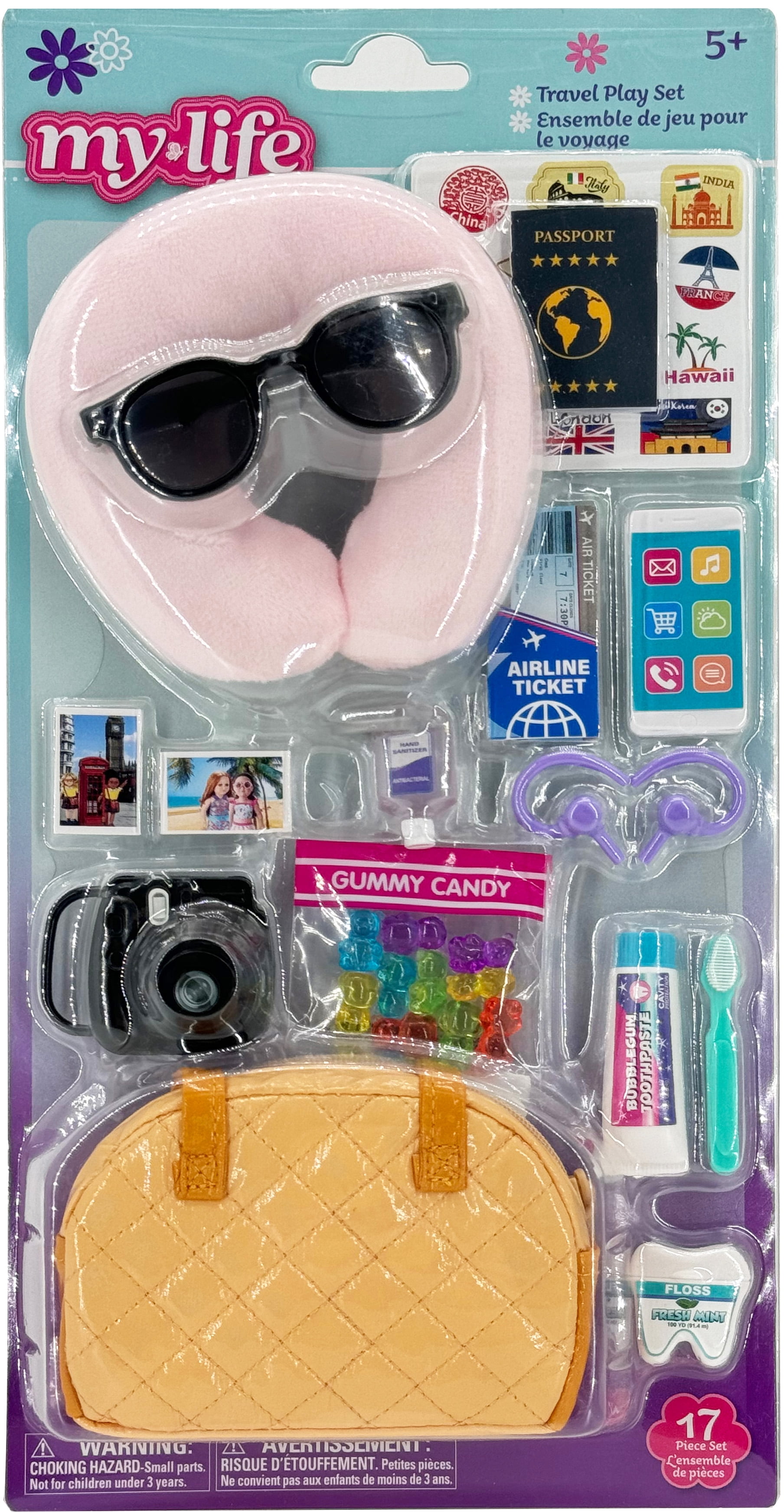 My Life as PL Ensemble d’accessoires de voyage pour poupées de 18 po, 17 pièces