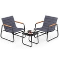 thumbnail image 2 of Costway 3 PCS Patio Bistro Set with Cushions & Tempered Glass Coffee Table for Balcony, Lawn, 2 of 10