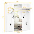 thumbnail image 2 of Gymax Wall Mounted Mirror Coat Hat Rack Storage Shelf w/4 Hooks & Hanging Bar Entryway, 2 of 10