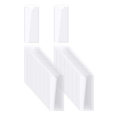 Uxcell Self-Adhesive Card Pockets Clear Self Adhesive Pocket Label Holders Plastic Card Sleeves with Top Open 3.3"x1.1"