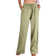 thumbnail image 1 of FNFYFH Clearance Women's Linen Pants for Summer Breathable Solid Color, 1 of 9
