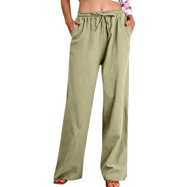 FNFYFH Clearance Women's Linen Pants for Summer Breathable Solid Color
