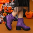 thumbnail image 2 of Unique Bargains Bottes de Combat à Cheville à Plateforme à Talon Épais pour Femmes, 2 of 6