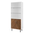 thumbnail image 1 of Walker Edison Bookmatch Hampton 68" 2-Door Engineered Wood Hutch in White/Walnut, 1 of 10