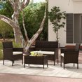 thumbnail image 2 of Patiojoy 8 Piece Patio Rattan Conversation Set Outdoor Wicker Furniture Set w/ Chair Loveseat & Tempered Glass Table Beige, 2 of 9