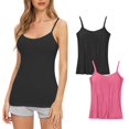 thumbnail image 1 of Timegard Camisoles 2 Pcs pour Femmes avec Soutien-Gorge Intégré Grande Taille Col Rond Respirantes Confortables Extensibles, 1 of 3