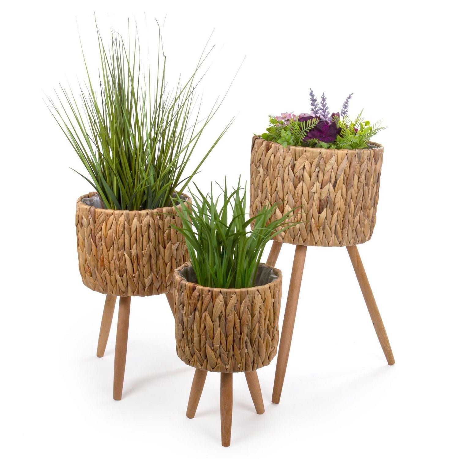 Truu Design Ensemble de jardinière décorative à jacinthe avec pieds en bois