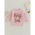 thumbnail image 2 of SUNSIOM Chandail d'Automne pour Fille, Manches Longues, Col Rond, Motif Brodé de Lettres et de Fleurs, Tricot, 2 of 8