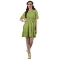 thumbnail image 2 of Moomaya Moss Georgette Bell Sleeves Short A-Line Printed Summer Dress For Women, 2 of 4