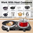 thumbnail image 3 of Hot Plate,Double Burner, 2000W Electric Stove Burner with 5 Levels Temperature Control, Countertop Double Coil Burner Cast Iron Cooktop for All Cookwares Home Camp RV, 3 of 9