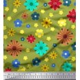 thumbnail image 1 of Soimoi Poly Georgette Fabric Colorful Flowers Clip Art Printed Fabric 1 Yard 52 Inch Wide, 1 of 3