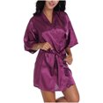 thumbnail image 1 of Tqcoqu Women Hot Fix Casual Solid Color Simulated Silk Home Clothing Robes, 1 of 6